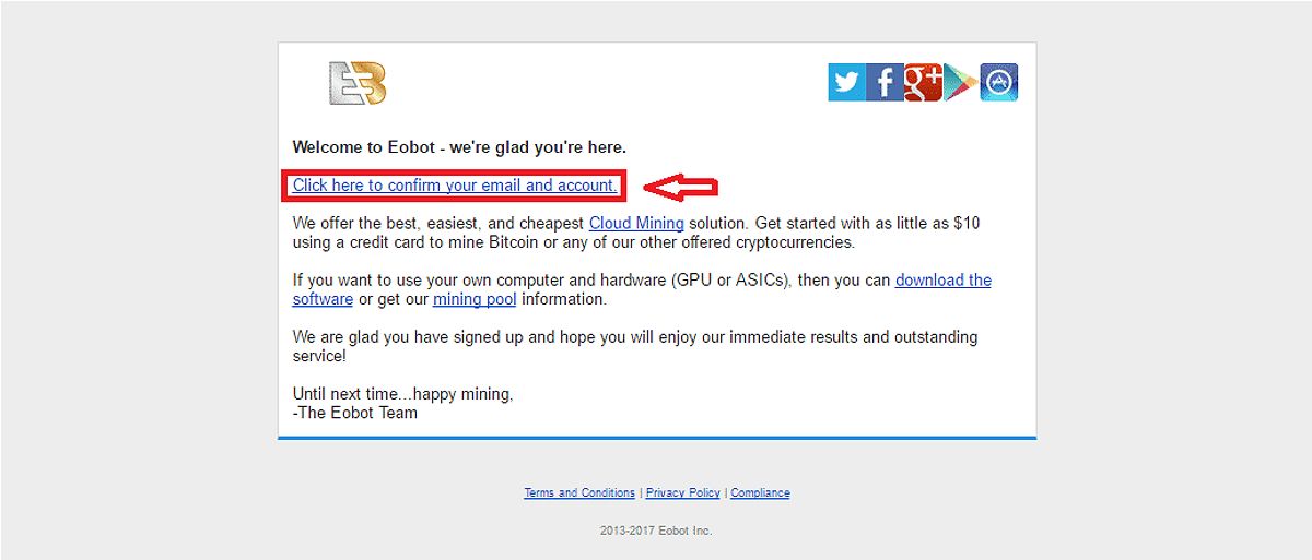 Xác nhận Email kích hoạt tài khoản Eobot.com